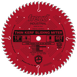 Freud Thin Kerf Carbide Tipped Miter Radial Arm Saw Blade, 10" Dia, 60 Teeth, 5/8" Arbor, 60 Teeth