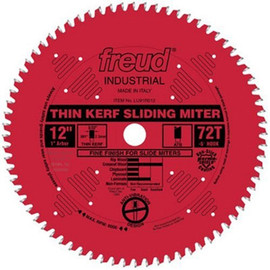 Freud Thin Kerf Carbide Tipped Saw Blade, 12" Dia, 1" Arbor, 72 Teeth