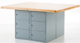 Montisa Four Station Bench - Wood Top - 12 Lockers Without Vises