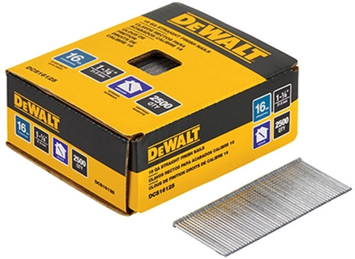 DeWalt Finish Nails for All Brands of Pneumatic Nailers, 1-1/4", Carton/2,500