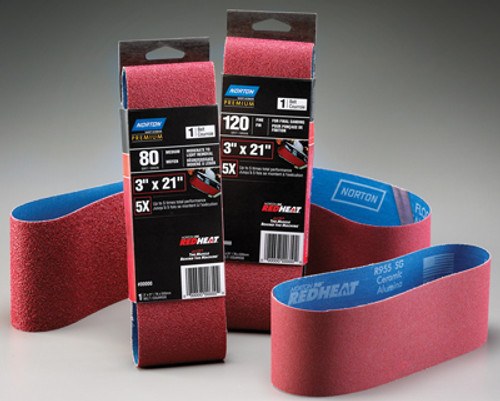 Norton Redheat Ceramic Grain Sanding Belt, 120 Grit, 6" x 48"