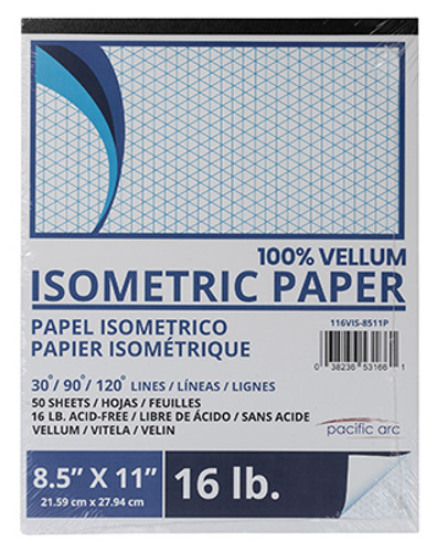 Pacific Arc Isometric Grid Paper, 8-1/2"x11", 50pc