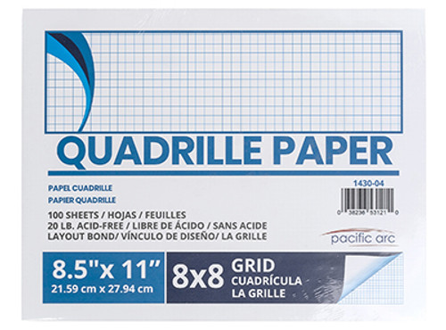 Pacific Arc Quadrille Paper, 8-1/2"X11, Grid Size X8, pk/100