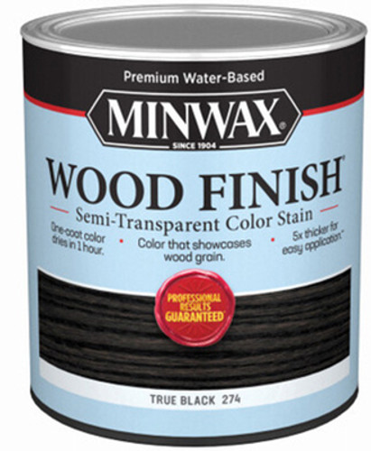 Minwax Water-Based Semi-Transparent Color Stain, True Black, Quart