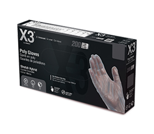 Ammex X3 Hybrid Poly Gloves, Large