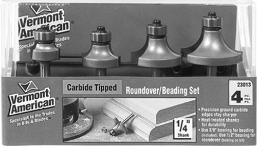 Vermont-American Carbide Roundover Beading Router Bit Set - 4 Pieces