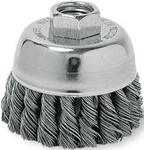 Weiler/Dualife Knot Type Cup Brush - 4" Dia/.014 Wire/Dualife Knot - 9000 Max RPM