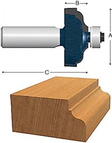 Bosch Ogee with Fillet Bit - 1-3/8" Dia, 1/4" Shank