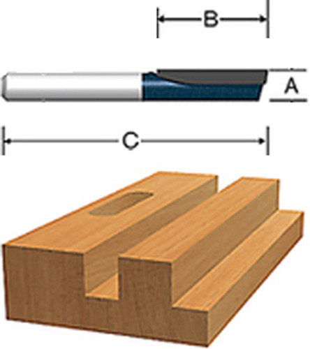 Bosch Straight Bit - 1 Flute, 1/16" Dia, 1/4" Shank