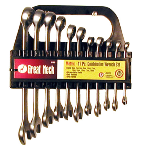 Great Neck  Combination Metric Wrench Set - 11 Pieces with Rack