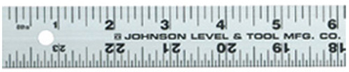 Johnson Inch/Fractional Aluminum Rule - 1-1/8" x 24", 8ths & 16ths