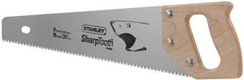 Stanley Professional Short Cut Cross-Cut Saw - 15", 9 TPI, Wooden Handle