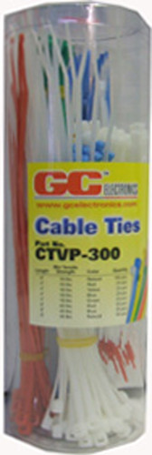 White Nylon Cable Ties - pkg/300 - Assorted 4"L & 8"L