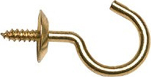 Hindley Solid Brass Cup Hooks - 7/8" Overall Length - Box/100