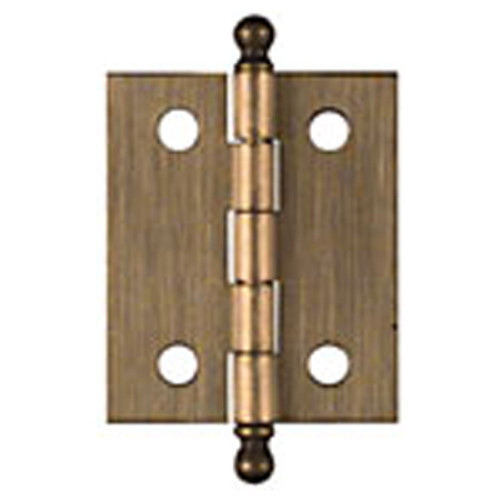 The Hillman Group Antique Brass Finished, Ball Tipped, Hinge w/Screws - 1-1/2" x 1-1/4" - pkg/2