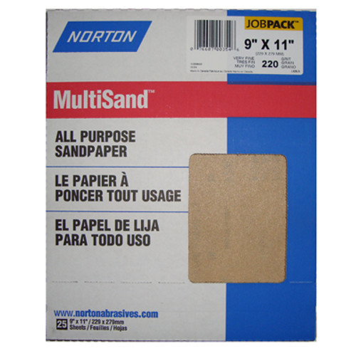 Norton Abrasive Paper, Adalox, Aluminum Oxide/Open Coat, 9" x 11", 100C Grit, pkg/100