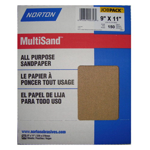 Norton Abrasive Paper, Adalox, Aluminum Oxide/Open Coat, 9" x 11", 150C Grit, pkg/25