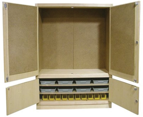 Hann General Purpose Tool Storage Cabinet With Pegboard,Tote Trays - 60"W 22"D x 84"H