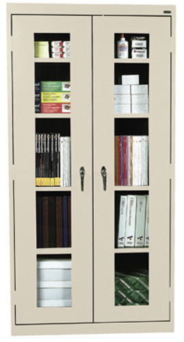 Sandusky Lee Clear View Storage Cabinet - 36"W x 72"H x 24"D, Black, 4 Adjustable Shelves