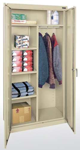 Sandusky Lee Combination Storage Cabinet - 36"W x 72"H x 24"D, Putty, 4 Adjustable Shelves