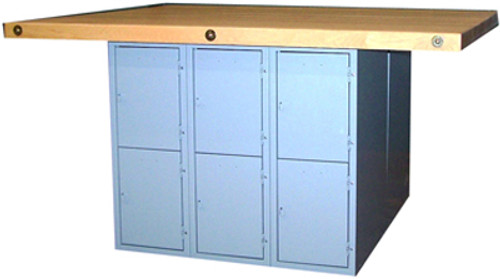 Montisa  Four Station Bench - Wood Top - 12 Lockers Without Vises
