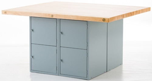 Montisa  Four Station Bench - Wood Top - 8 Lockers Without Vises