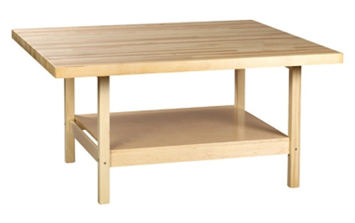 Diversified Woodcrafts Wood Open Base Bench - 4-Station, without Vises, Wood - 64"W x 54"D x 31-1/4"H