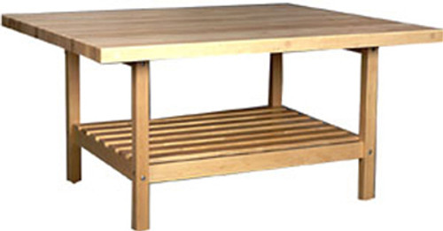 Diversified Woodcrafts Wood Open Base Bench - 4-Station, W/4 Vises, Wood - 64"W x 54"D x 31-1/4"H