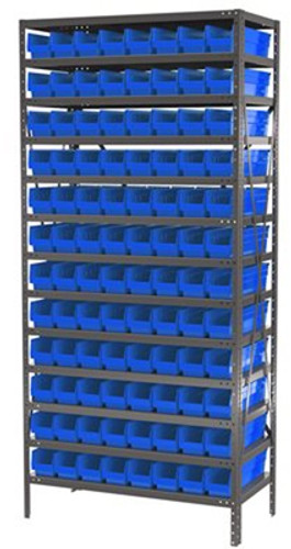 Akro-Mils Shelving System with 96 Bins, 12"  Deep