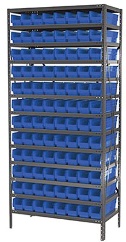 Akro-Mils Shelving System with 96 Bins, 18"  Deep