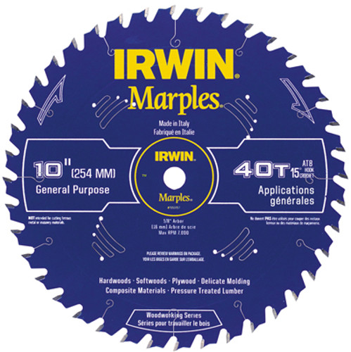 Irwin Marples Carbide Tipped Saw Blade - 12" Dia, 40 Teeth, 1" Arbor