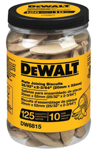 DeWalt Biscuits in Re-sealable Packaging - Size 10 - 20mm x 52mm - pkg/125