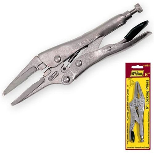 Ivy Classic Locking Pliers - Long Nose Straight Jaw With Wire Cutter - 6"L, 2-1/8" Jaw Capacity