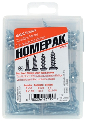 Hillman Homepak Fastener Assortment - Pan Head Phillips Drive Sheet Metal Screws