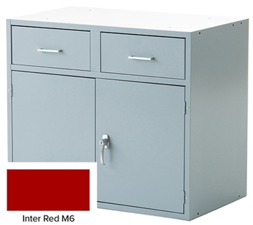 Montisa  Base Cabinet - 1 Double Door Lockable Cabinet, 2 Drawers - Montisa Red - 36"W x 21"D x 31"H OAL