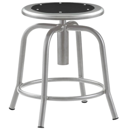 National Public Seating Designer Stool - Adjustable Height 18" - 25" - Metallic Gray Leg - Black Seat