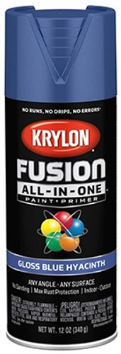 Krylon Fusion All in One Spray Paint, Gloss, Blue Hyacinth, 12 oz.