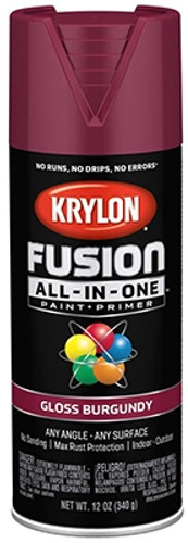 Krylon Fusion All in One Spray Paint, Gloss, Burgundy, 12 oz.