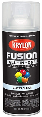 Krylon Fusion All in One Spray Paint, Gloss, Clear, 12 oz.