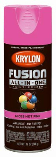 Krylon Fusion All in One Spray Paint, Gloss, Hot Pink, 12 oz.