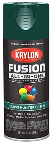 Krylon Fusion All in One Spray Paint, Gloss, Hunter Green, 12 oz.