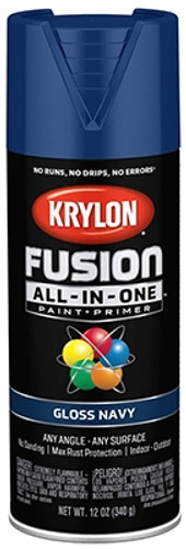 Krylon Fusion All in One Spray Paint, Gloss, Navy, 12 oz.