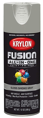 Krylon Fusion All in One Spray Paint, Gloss, Smoke Gray, 12 oz.