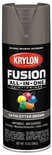 Krylon Fusion All in One Spray Paint, Satin, Otter Brown, 12 oz.