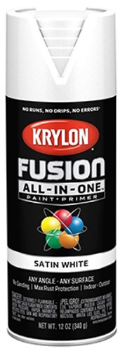 Krylon Fusion All in One Spray Paint, Satin, White, 12 oz.