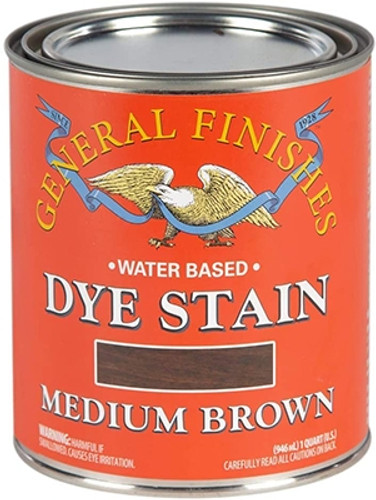 General Finishes Water Based Dye Stain, Medium Brown, Quart