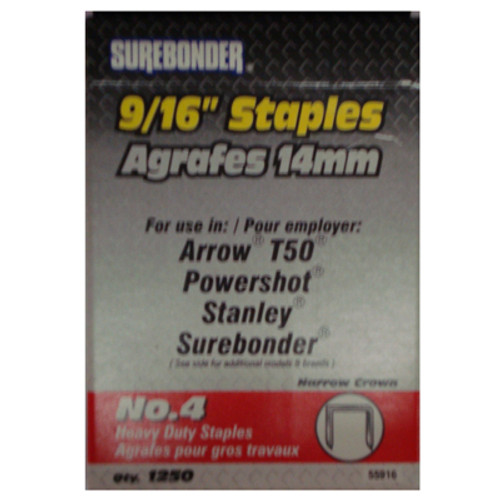 Surebonder #4 Heavy-Duty Staples - 9/16" - Box of 1250