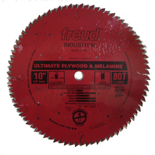 Freud Full Kerf Carbide Tipped Plywood Cutting Saw Blade, 10" Dia, 5/8" Arbor, 80 Teeth