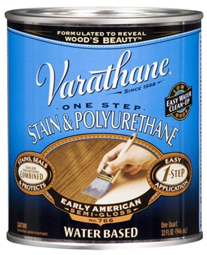 Varathane One Step Water-Based Stain and Polyurethane, Early American, Quart