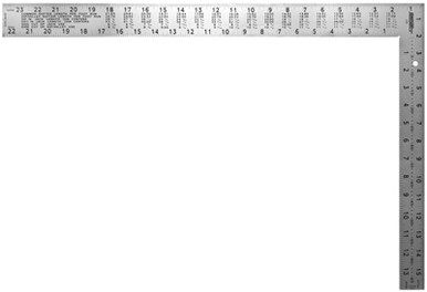 Framing Squares, 16 in x 24 in, 1/8 in @ 1 in, 10ths, 12ths, 16ths, Al